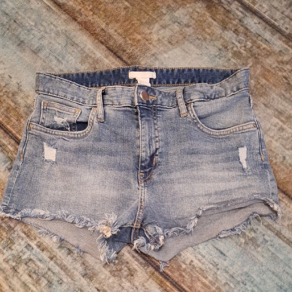 H&M Light Blue Distressed Denim Jean Shorts